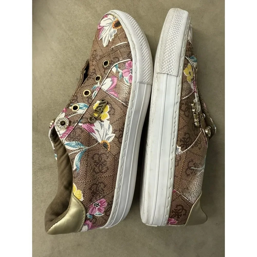 Guess Womens Loven Multicolor Floral Lace-Up Sneaker Shoes. Sz 7M. NO SHOELACES